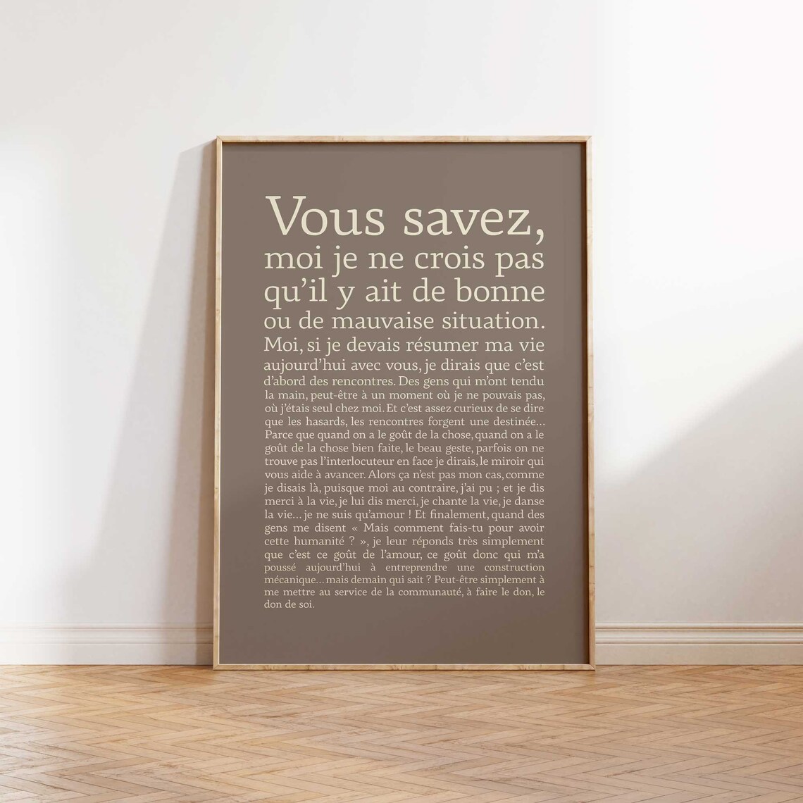 French Quote Typography Warm Taupe Minimalist Large Text Wall Art - Image 5