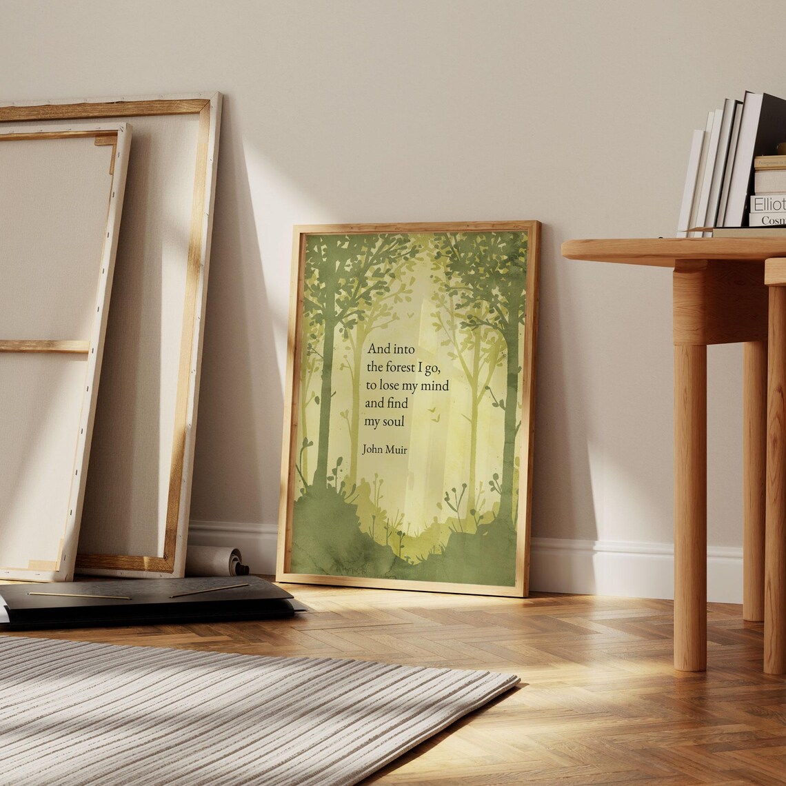 John Muir And Into The Forest I Go Quote Green Woodland Art Poster - Image 3