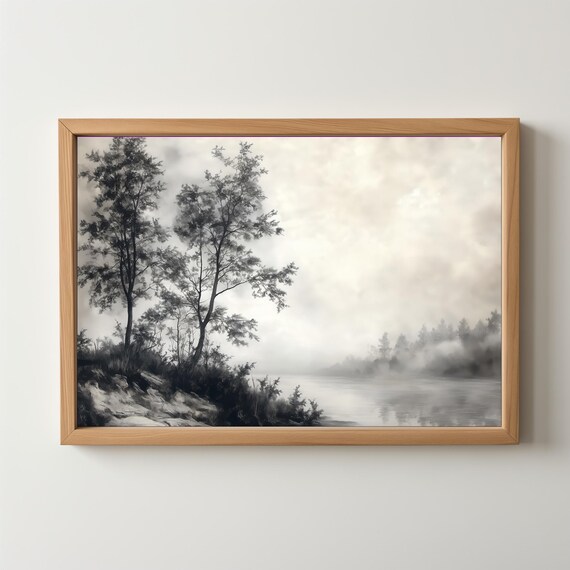 Vintage Landscape Trees Landscape Painting Vintage Landscape Moody Vintage Print Country Oil Painting 402