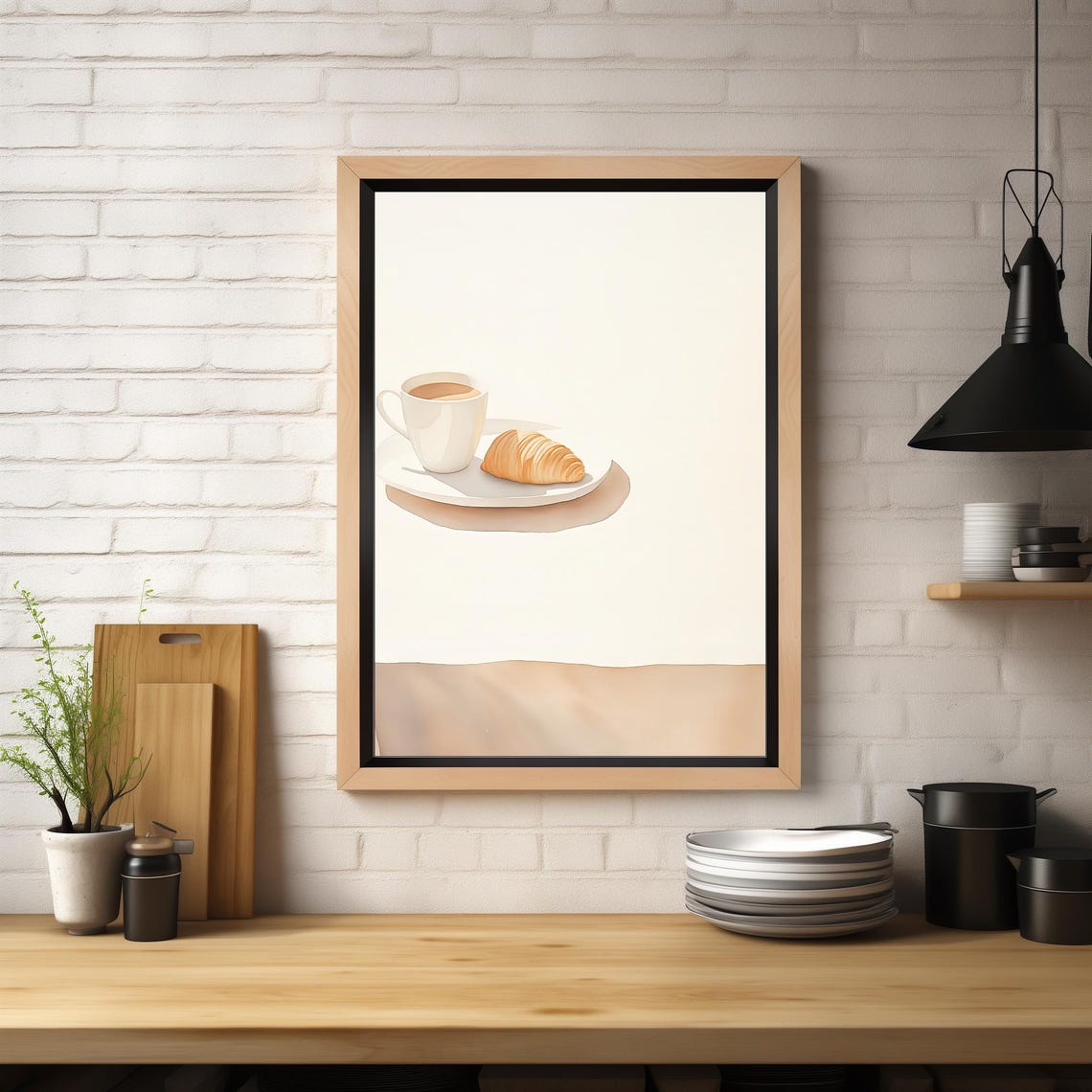 Croissant And Coffee Minimalist Art Neutral Kitchen Breakfast Poster Breakfast Wall Art Preppy Prints 371 - Image 3