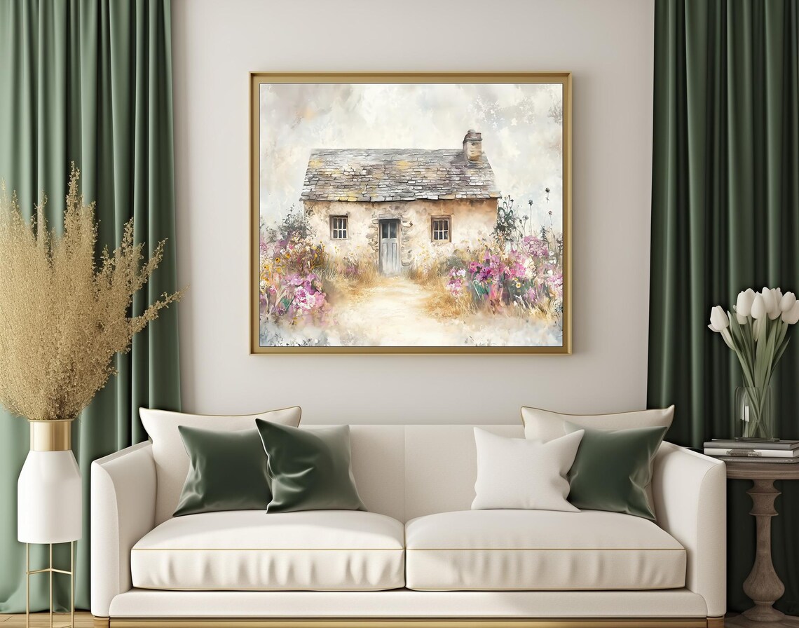 Vintage Stone House, French Countryside Art Print - Image 3