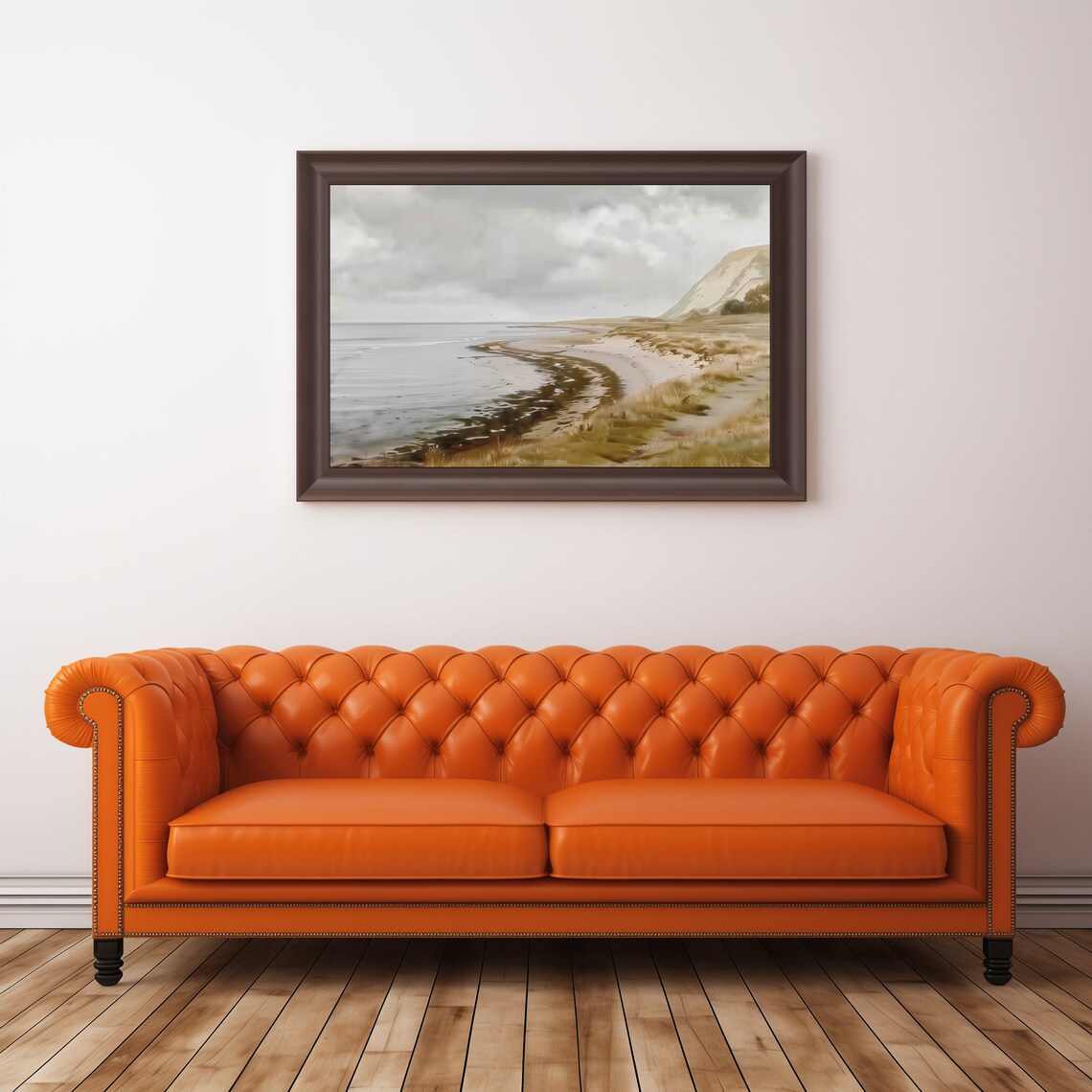 Muted Seaside Coast With Sand Dunes Moody Beach Landscape Poster - Image 4