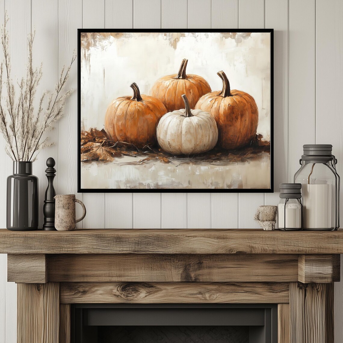 Vintage Pumpkin Still Life, Rustic Fall Art Print - Image 4