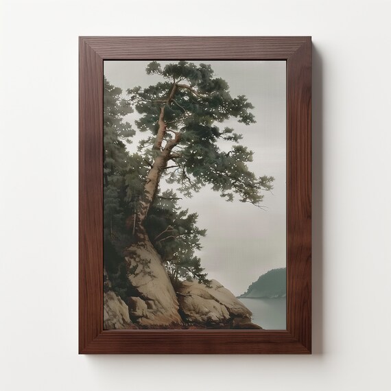 Landscape Vintage Painting Vintage Wall Art Old Pine Rustic Wall Decor Landscape Wall Art Art 273