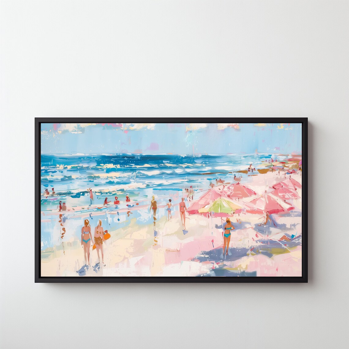 Retro Coastal Abstract, Pink Girly Wall Art Print - Image 5
