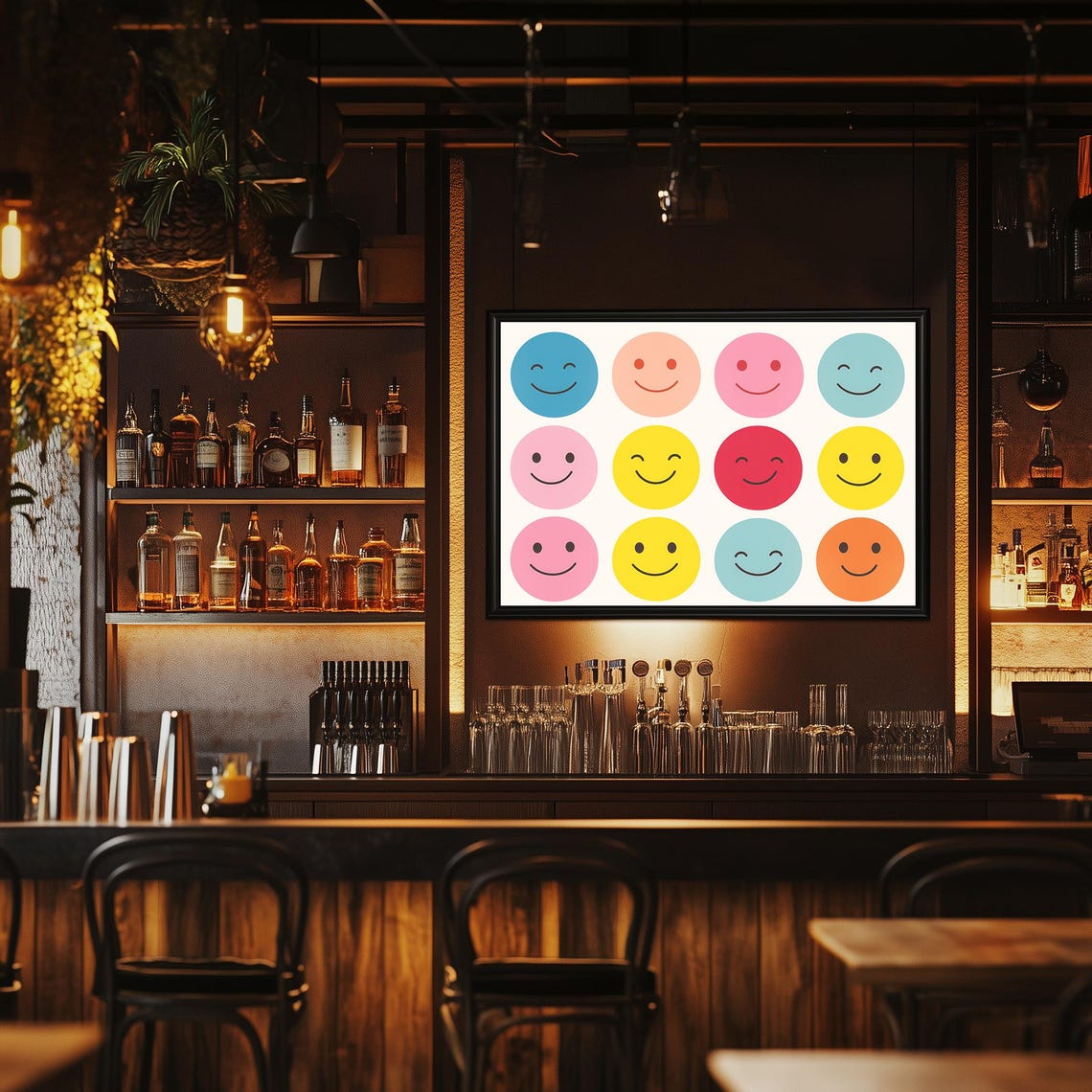 Colorful Smiley Face Grid Happy Faces Nursery Playroom Wall Poster - Image 2