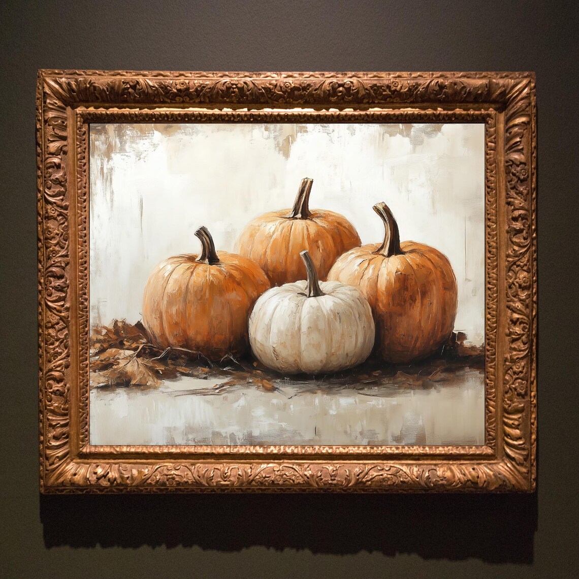 Vintage Pumpkin Still Life, Rustic Fall Art Print - Image 5