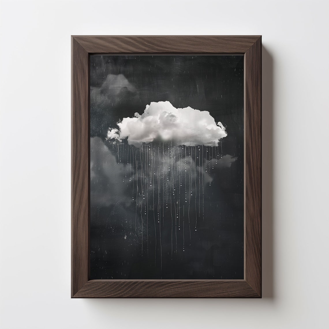 Dark Rain Cloud Painting Moody Black Storm Cloud Dramatic Sky Wall Art