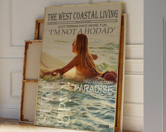 West Coastal Living Surf Newspaper Poster California Summer Fun