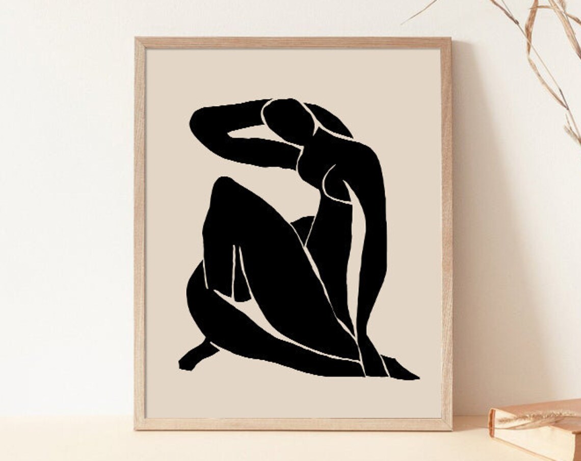Beige Black Modern Abstract Minimalist Art Print - Image 4