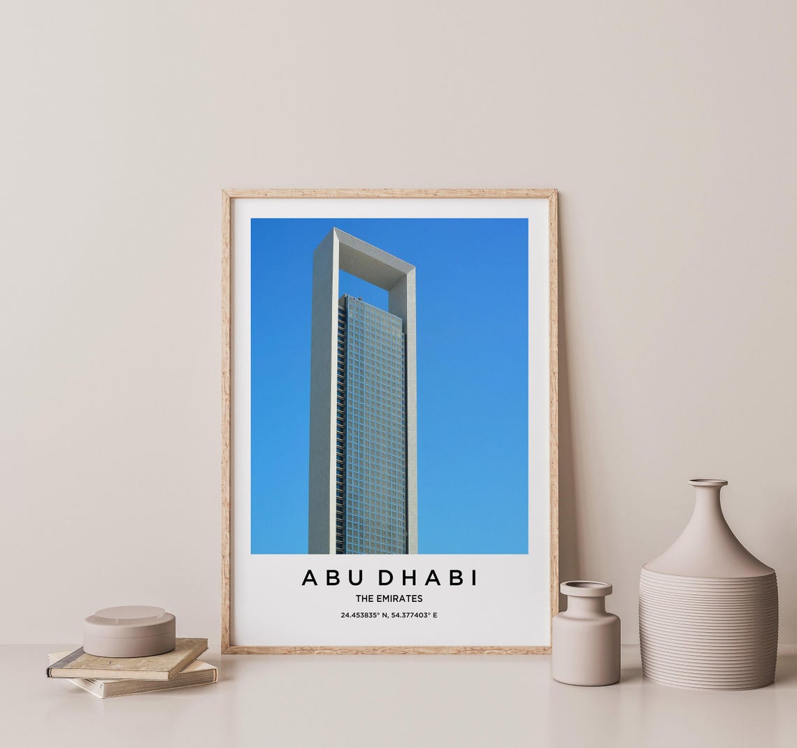 Abu Dhabi The Emirates Skyscraper With Sky Frame Over Blue Sky Poster - Image 2