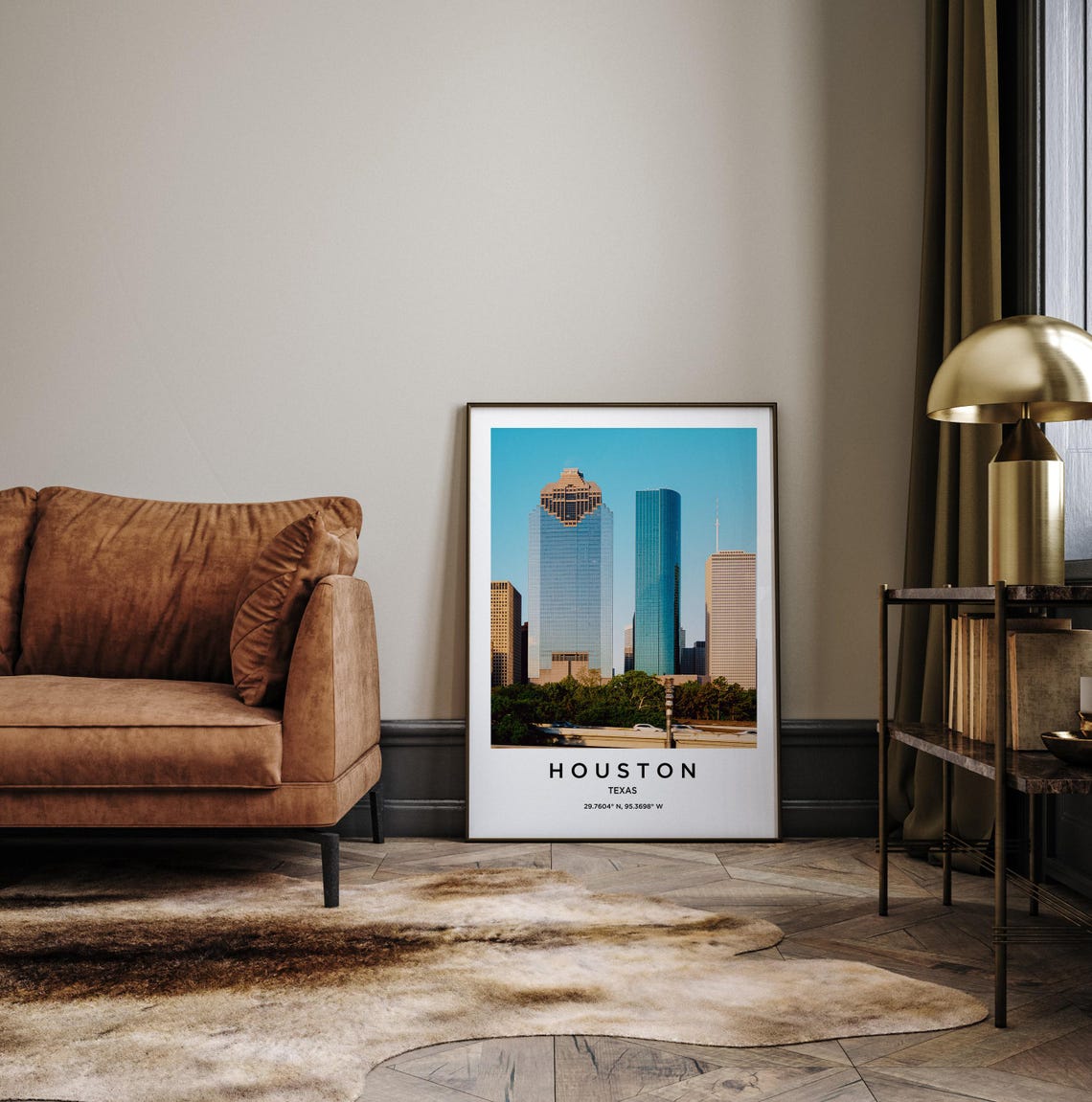 Houston Texas Skyscraper Cityscape Blue Sky Urban Travel Poster - Image 3