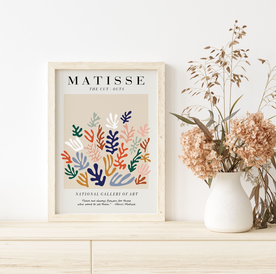 Henri Matisse The Cut Outs Coral Flower Quote Modern Art Poster - Image 2