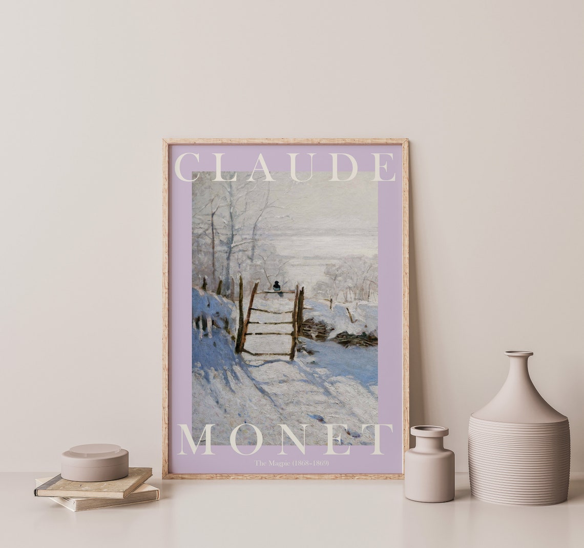 Claude Monet The Magpie 1868 Snowy Gate Winter Bird Scene Poster - Image 3