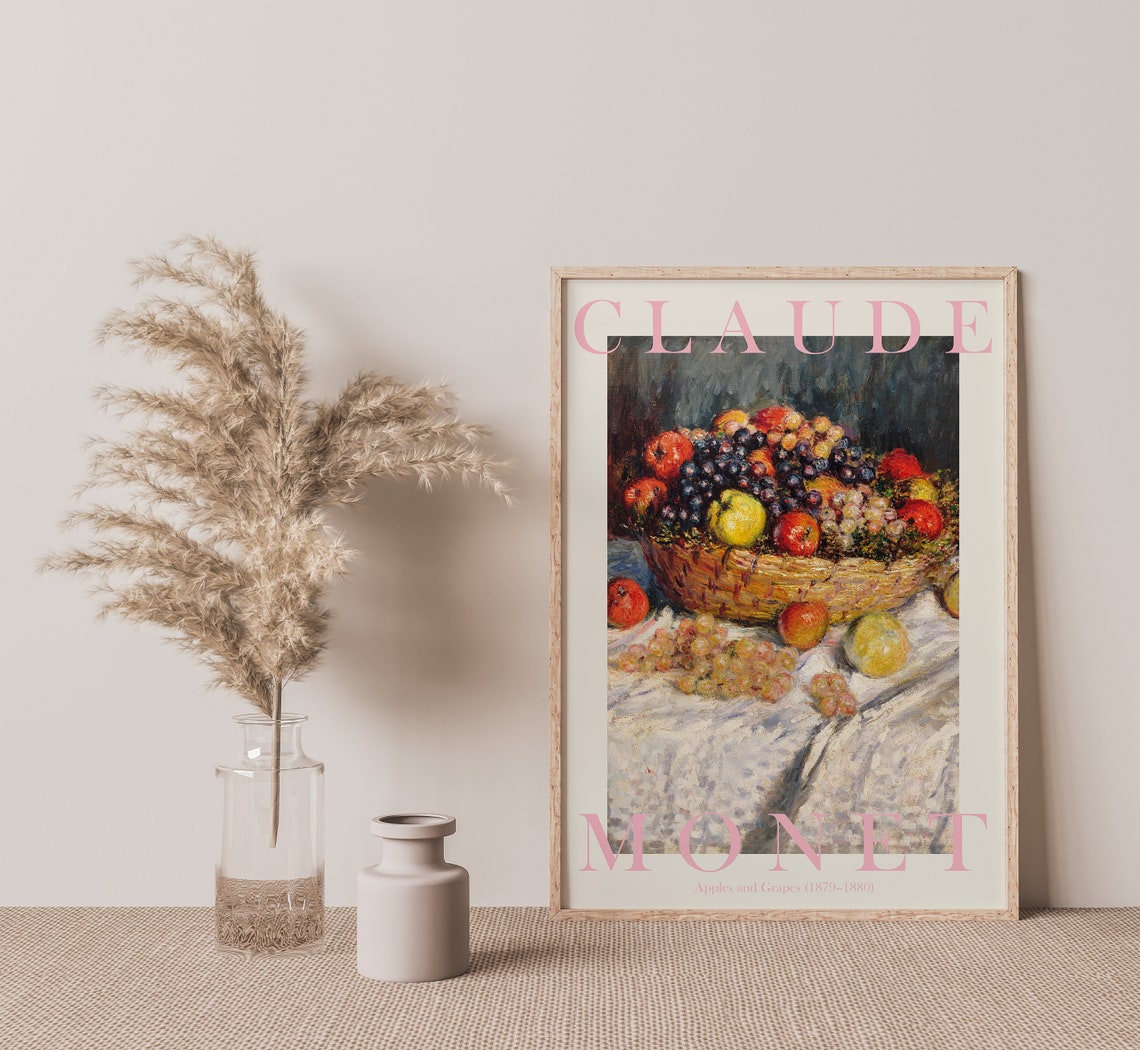 Claude Monet Apples and Grapes Fruit Basket 1880 Still Life Poster - Image 2