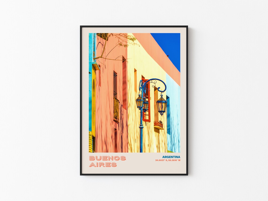 Buenos Aires Argentina Colorful Caminito Street Lamp Travel Poster - Image 3