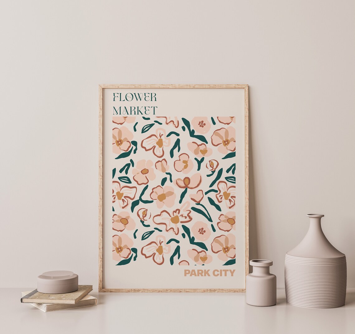 Park City Flower Market Poster Sage Green Terracotta Artwork - Image 3