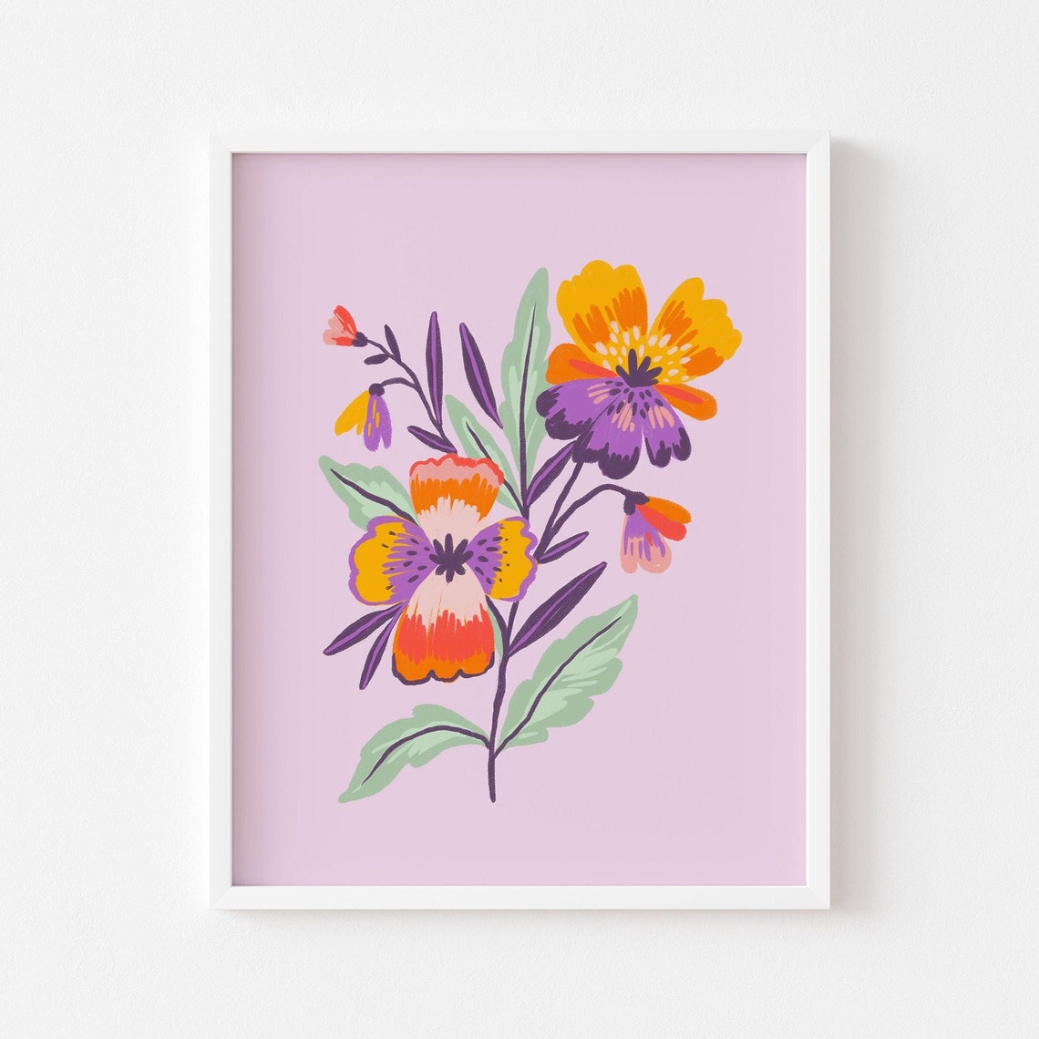 Colorful Flower Stem Illustration Lilac Botanical Art Poster - Image 3