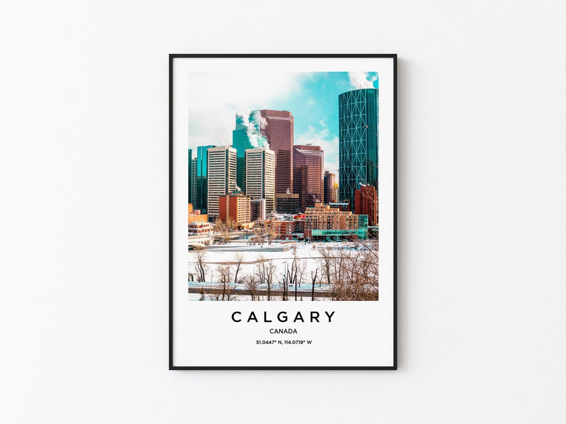 Calgary Canada Winter City Skyline Snowy Downtown Photo Poster