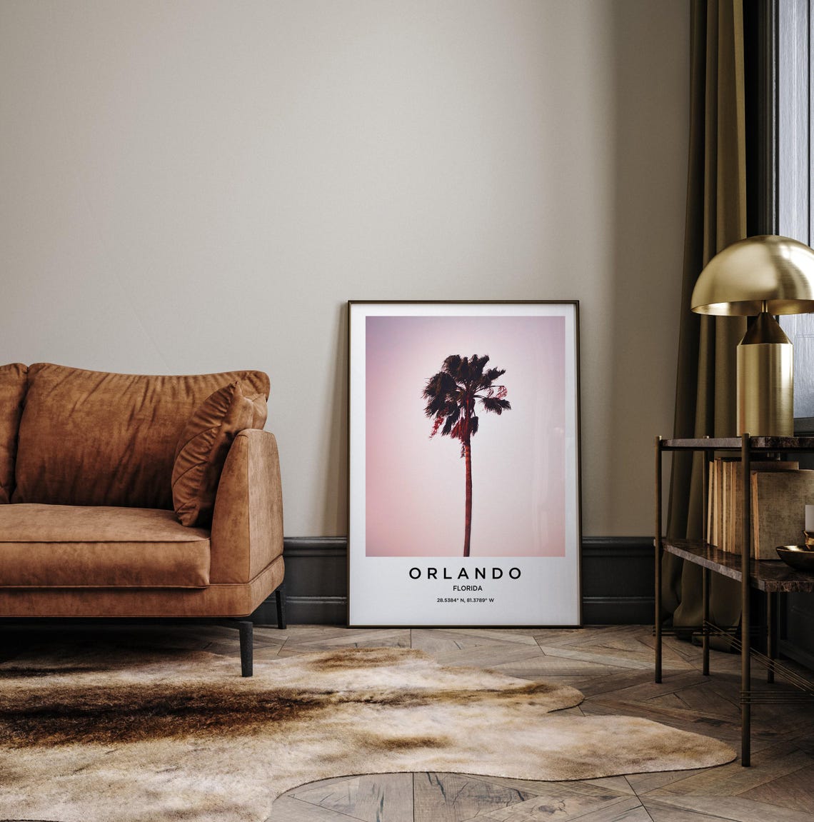 Orlando Florida Single Palm Silhouette Against the Pink Sky Poster - Image 3