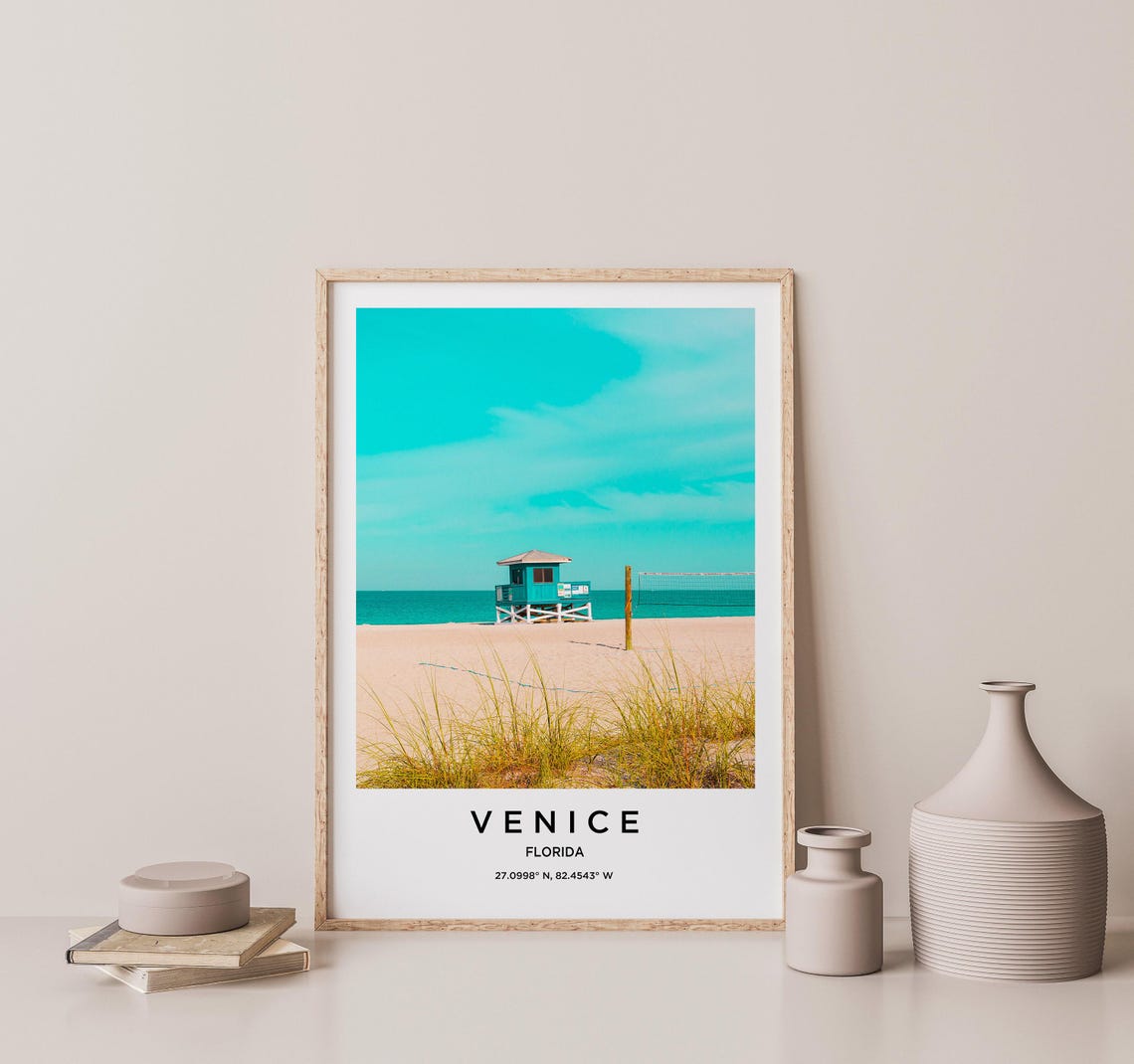 Venice Florida Beach Lifeguard Tower Turquoise Sea Photo Poster - Image 2