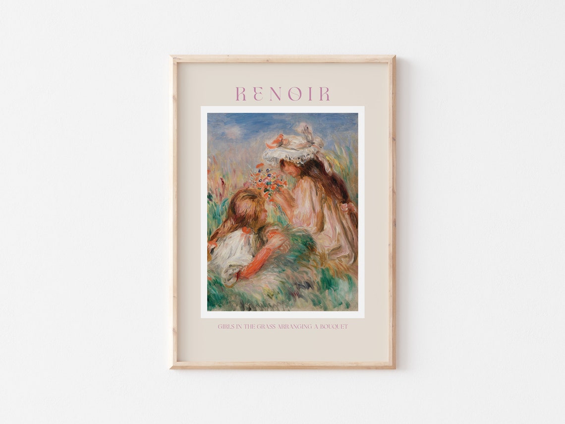 Auguste Renoir Girls in the Grass Arranging a Bouquet Meadow Poster - Image 3