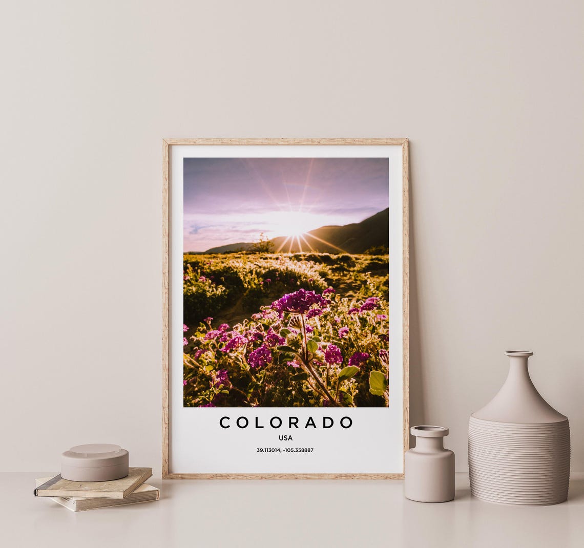 Colorado Wildflower Meadow Mountain Sunrise Scenic Travel Poster - Image 2