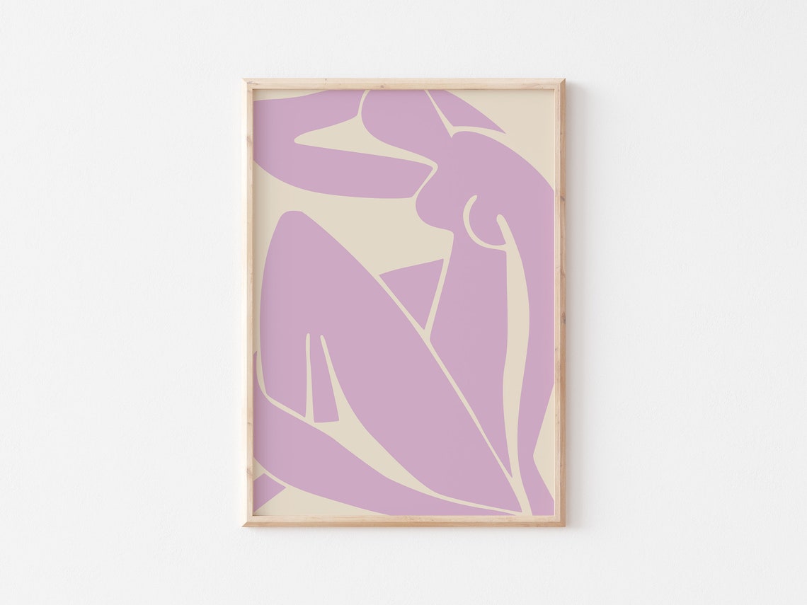 Pastel Lilac Seated Nude Cut Out Matisse Inspired Wall Poster - Image 3