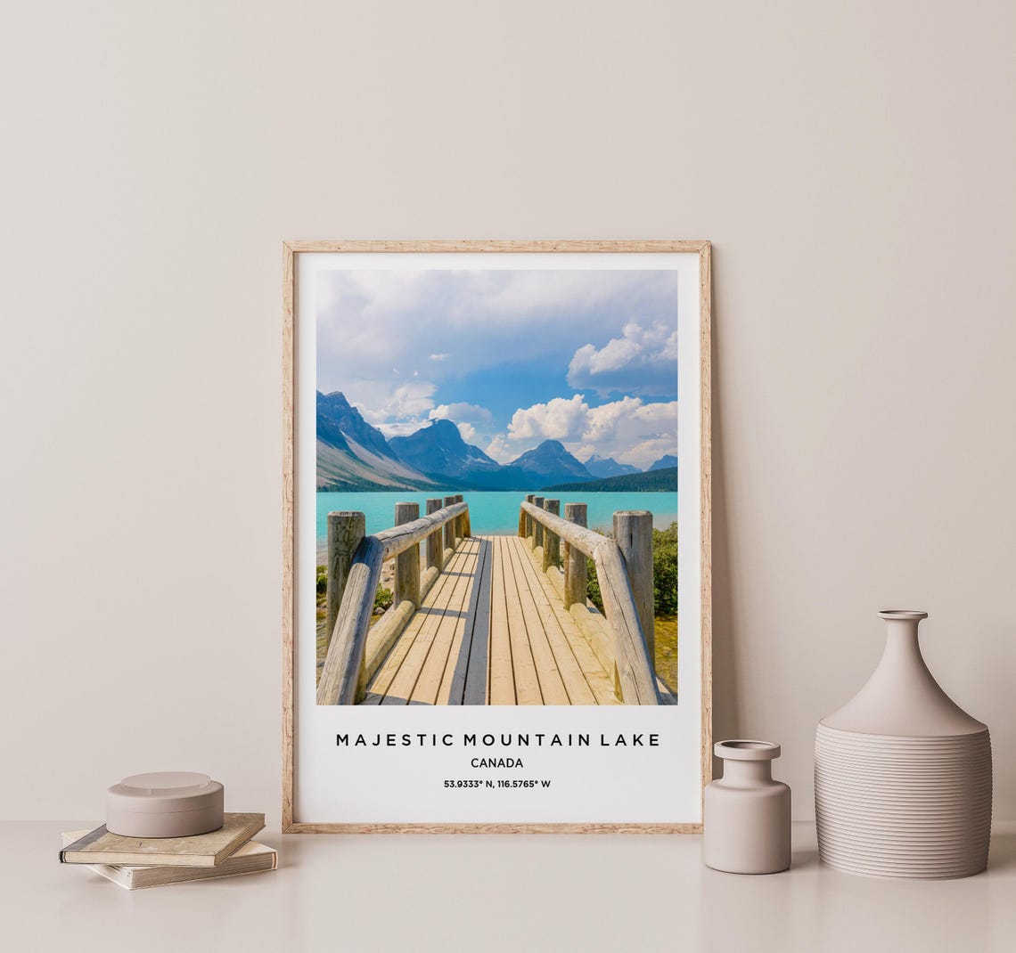Majestic Mountain Lake Canada Turquoise Water Dock Travel Poster - Image 2