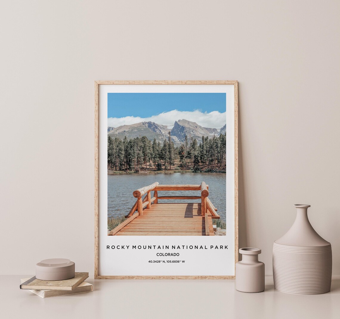 Rocky Mountain National Park Colorado Lake Pier Nature Poster - Image 2