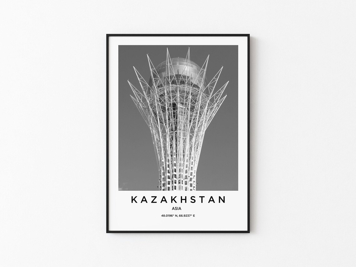 Kazakhstan Travel Poster, Kazakhstan Map