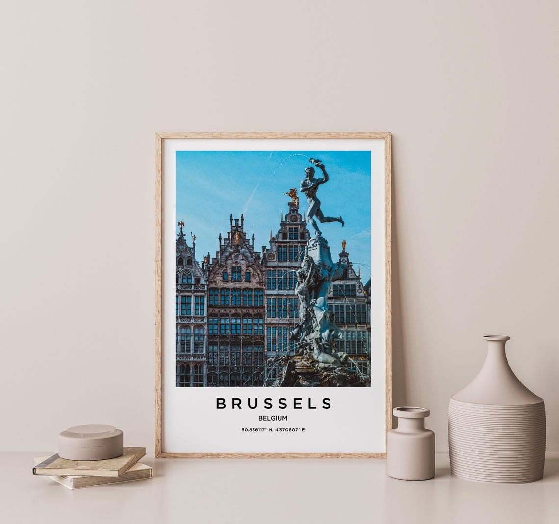 Brussels Belgium Historic Fountain Grand Square Travel Poster - Image 2