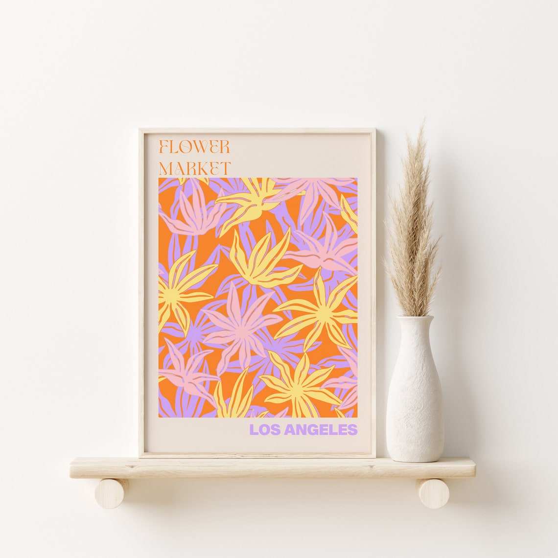 Los Angeles Poster Personalised Travel Poster Los Angeles Flower Market Print Floral Wall Decor Los Angeles Travel Poster - Image 3