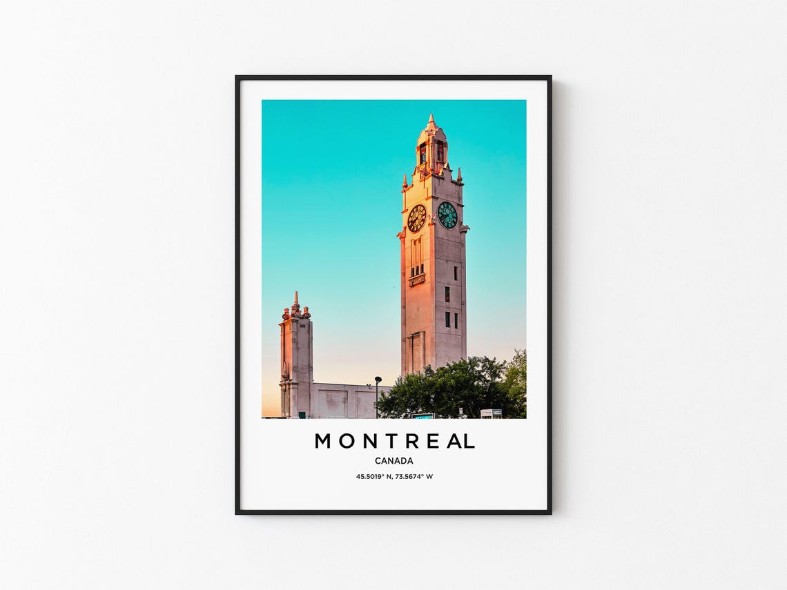Montreal Canada Historic Clock Tower Glowing at Sunset Poster