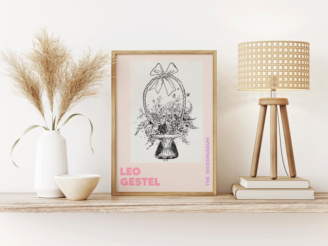 Leo Gestel Basket of Flowers Vintage Botanical Line Art Poster - Image 3