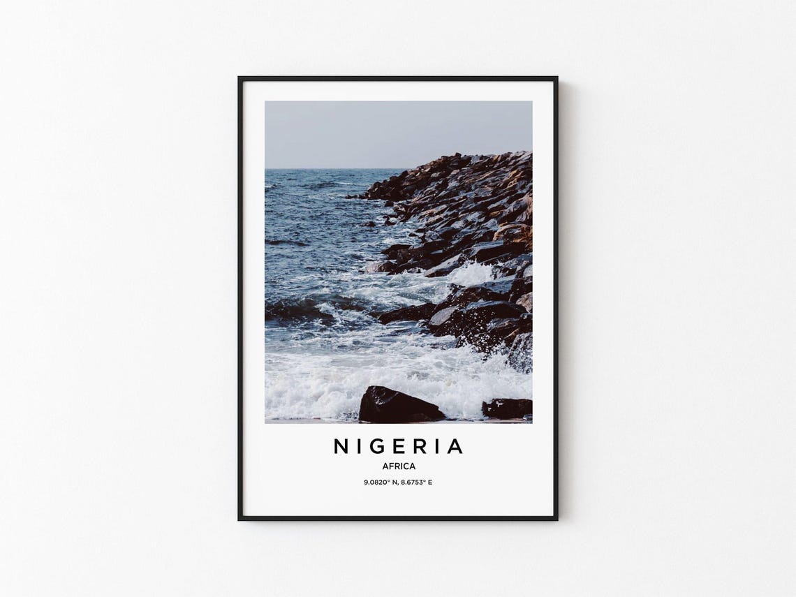 Nigeria Africa Powerful Waves Crashing Over the Rocky Shore Poster