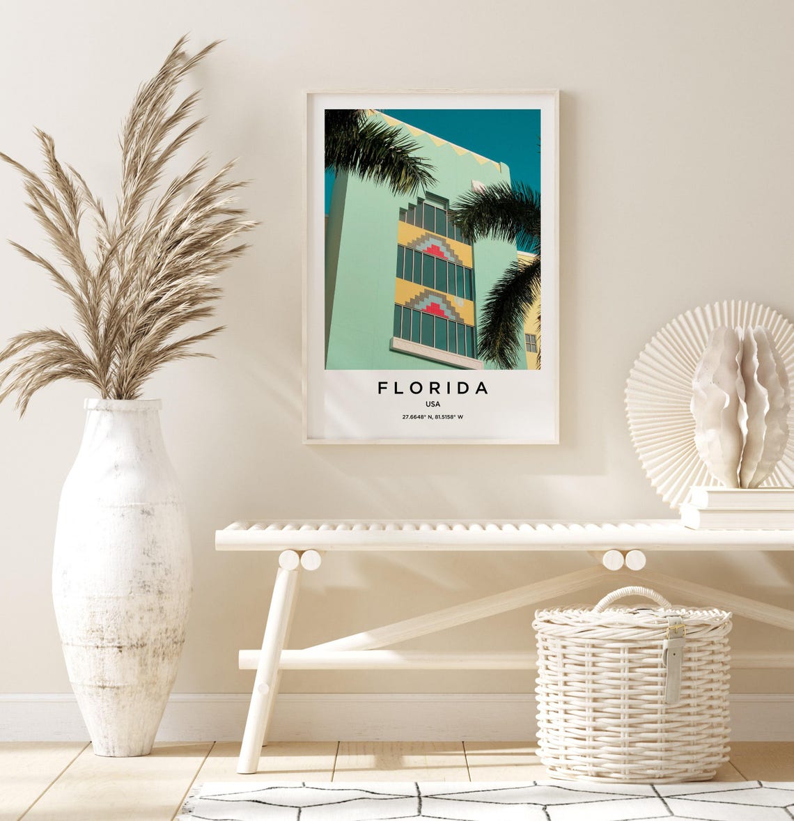 Florida Miami Pastel Art Deco Building Palms Ocean Drive Poster - Image 3