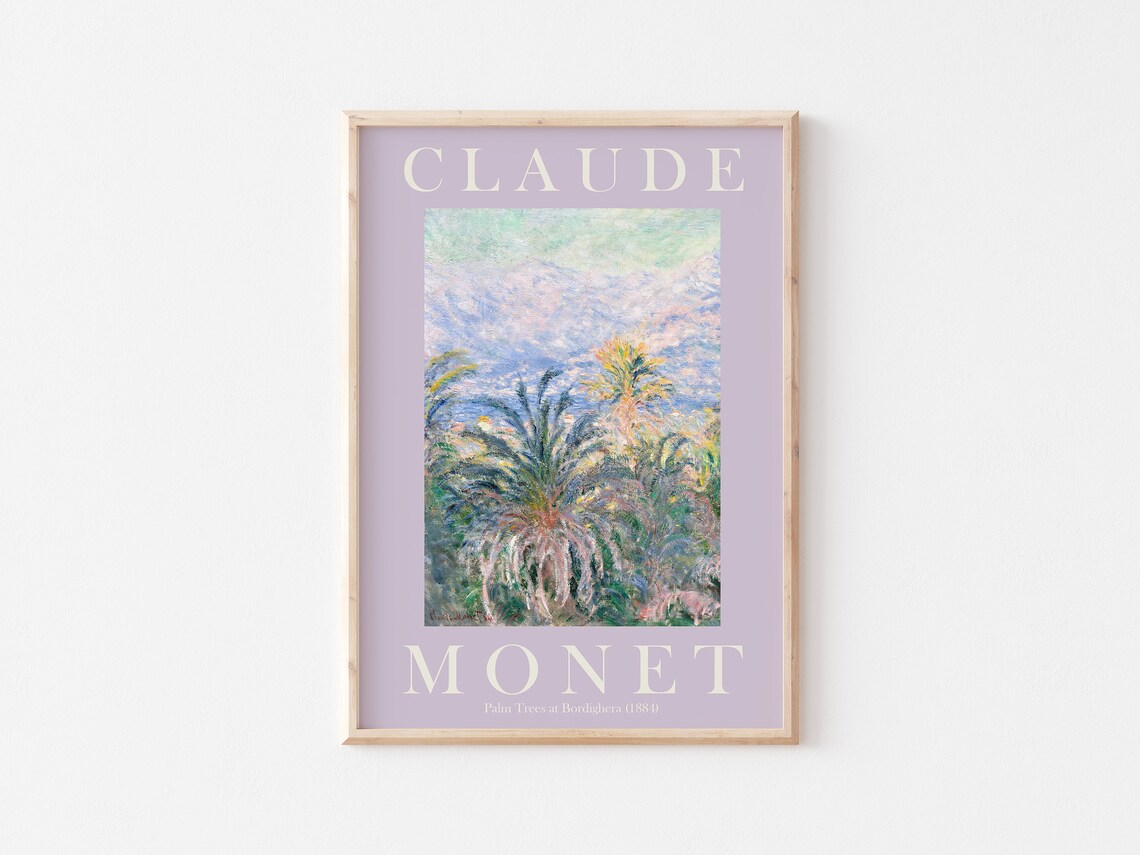 Claude Monet Palm Trees Bordighera 1884 Lavender Poster For Sunny Room Decor - Image 3
