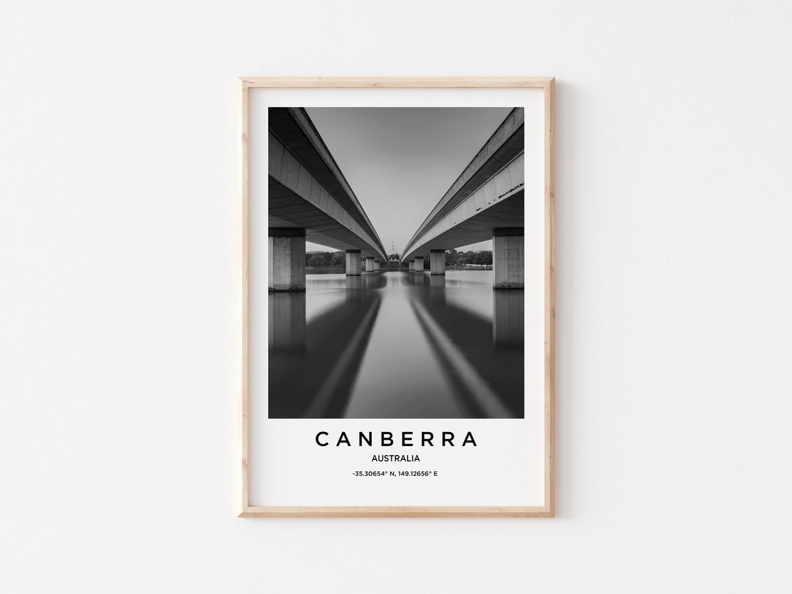 Canberra Travel Poster Canberra Print Canberra Photo Print Black And White Photography Monochrome Travel Photography Australia Decor - Image 2