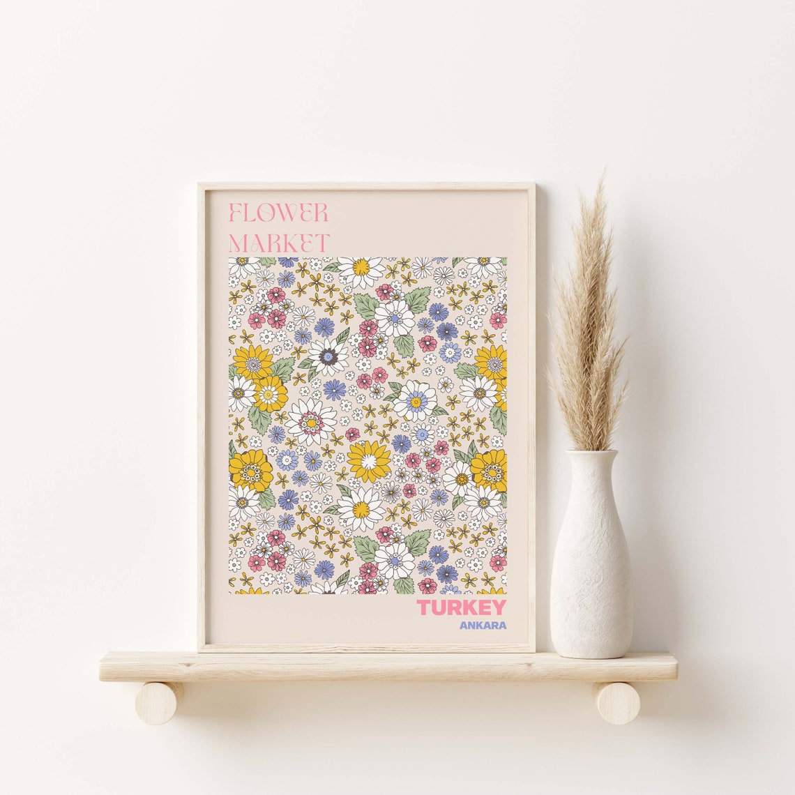 Turkey Ankara Flower Market Colorful Daisy Floral Travel Poster - Image 3