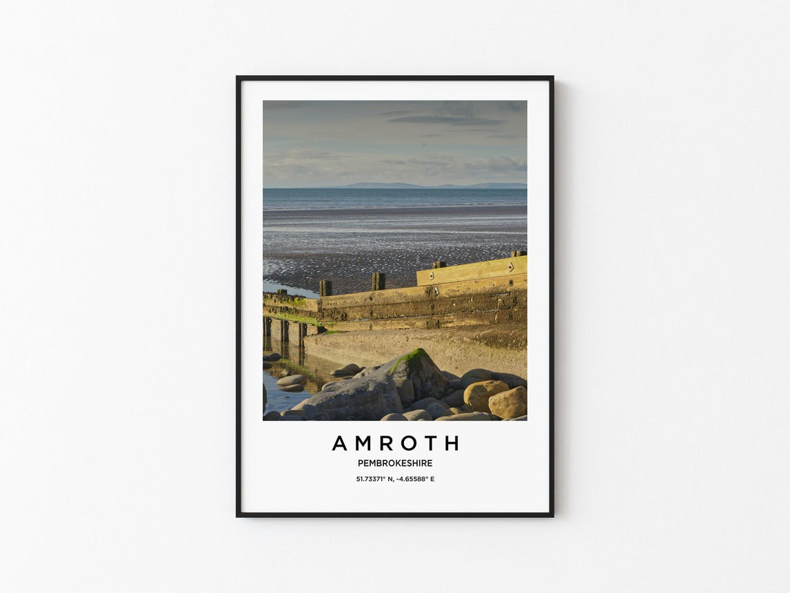 Amroth Pembrokeshire Wales Rocky Shore With Wooden Groynes Poster