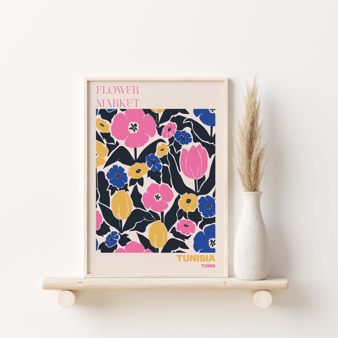 Tunisia Flower Market Tunis Vibrant Floral Pattern Design Poster - Image 3