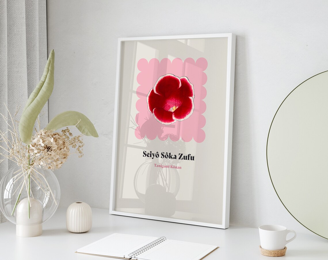 Japanese Floral Vintage Poster, Gloxinia Flower - Image 3