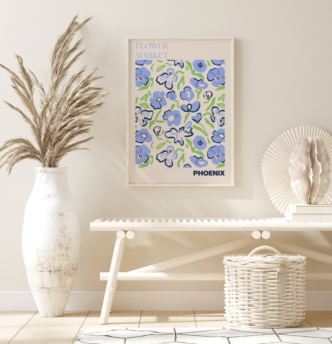 Phoenix Fresh Blue Bell Blossom Flower Market Botanical Poster - Image 2