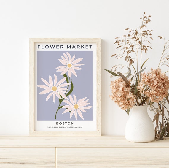 Pretty Pastel Blue Boston Flower Market Print Matisse Flower Poster Cut Out Matisse Print Matisse Plant Flower A2 A3 A4 A5