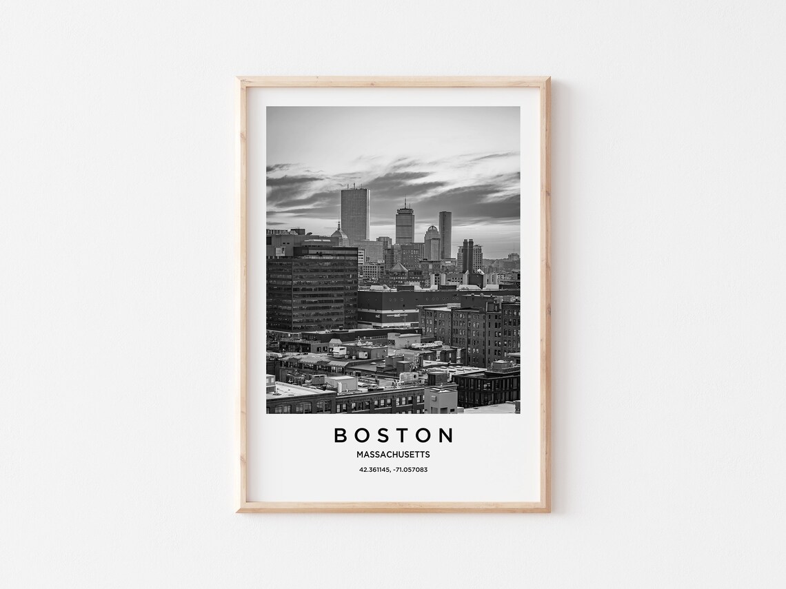 Boston Travel Poster Boston Print Boston Photo Print Black And White Photography Monochrome Travel Photography Boston Wall Decor - Image 2