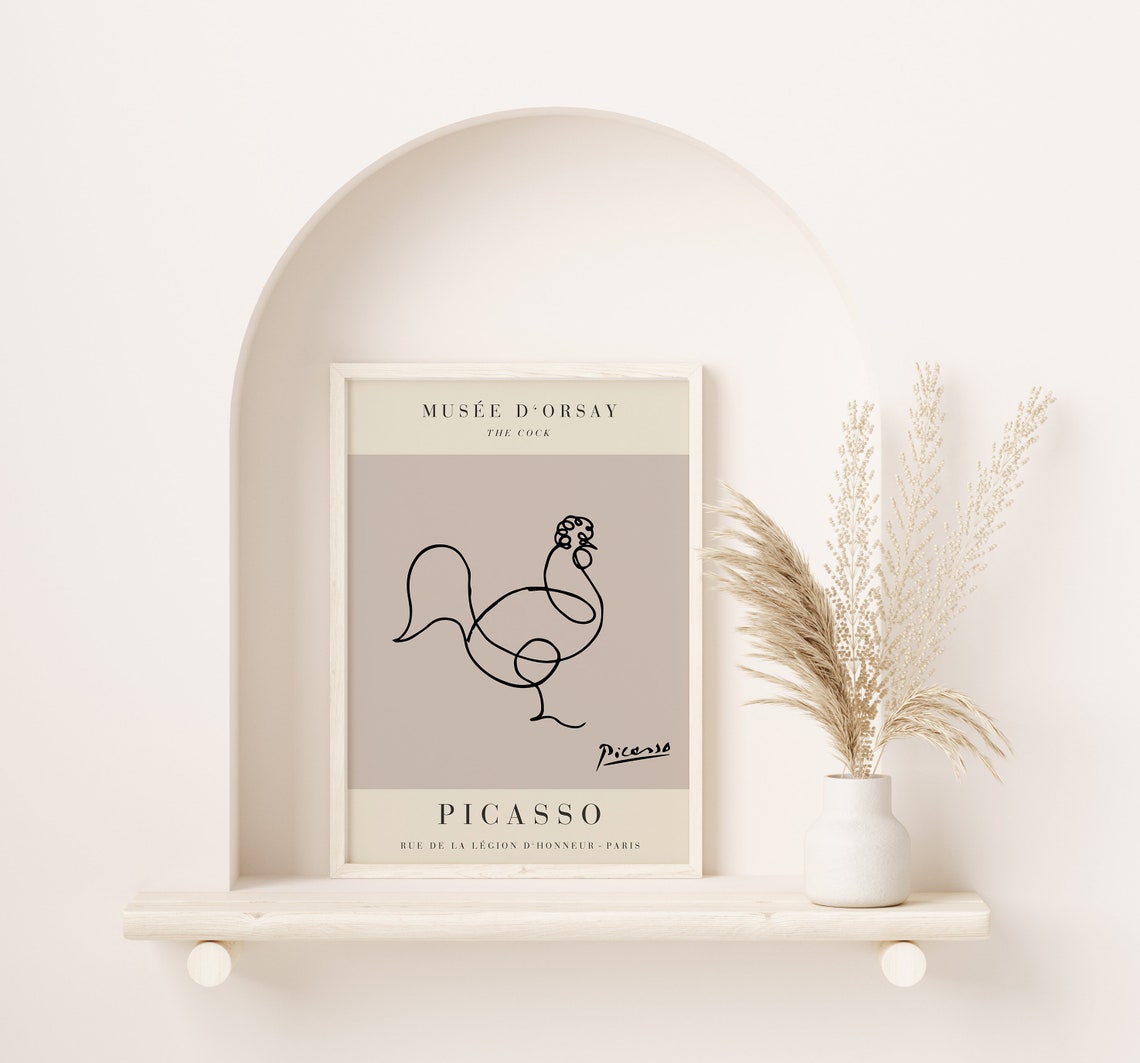Picasso The Cock Minimal Line Drawing Museum Exhibition Poster - Image 2