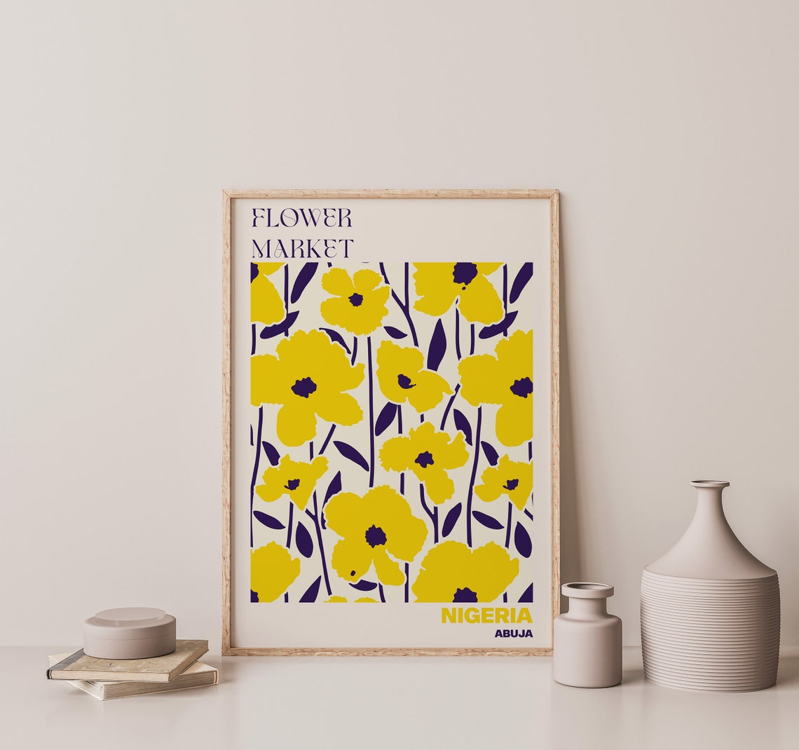 Flower Market Nigeria Abuja Yellow Blossoms Bold Sunshine Poster - Image 3