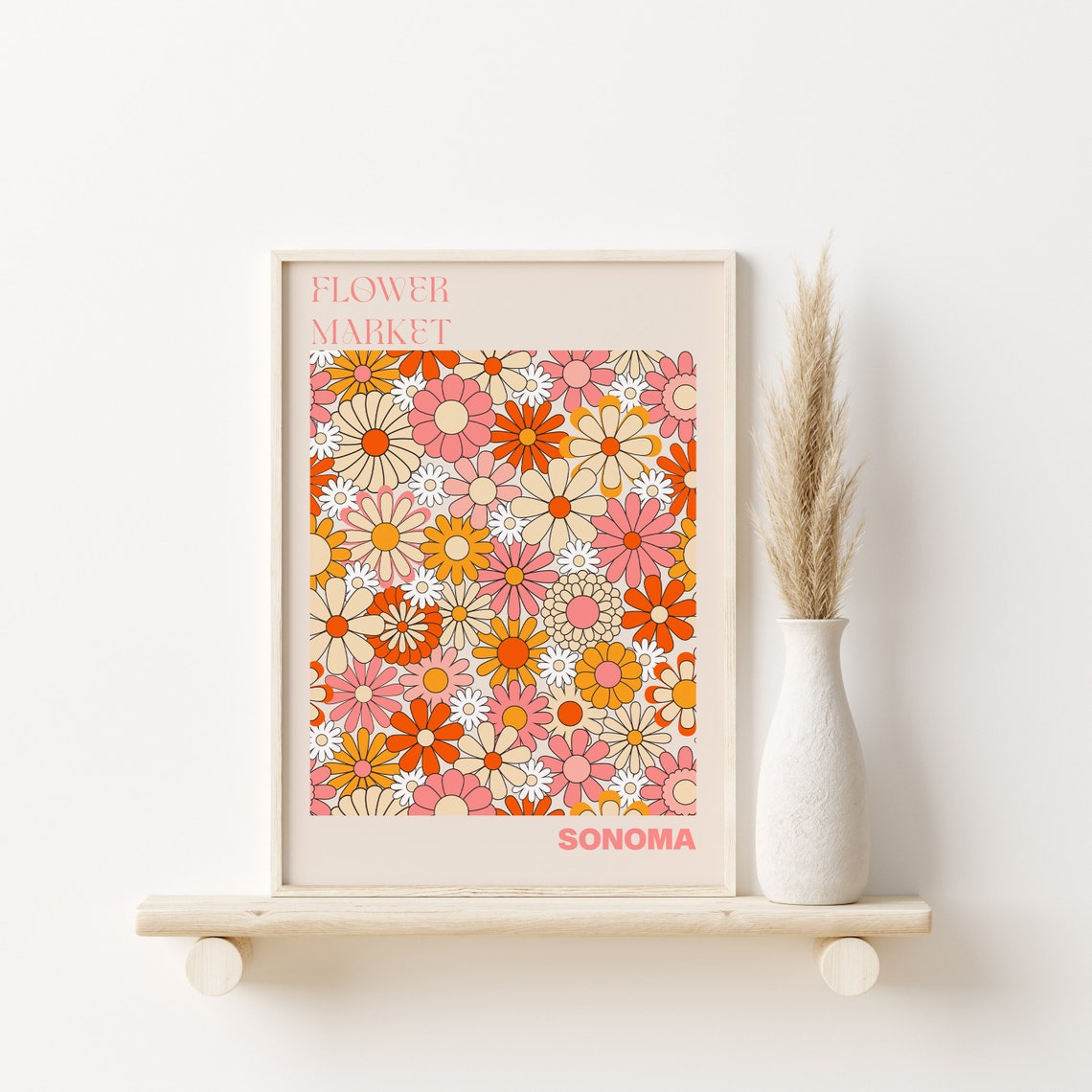 Sonoma Flower Market Retro Seventies Daisy Burst Pattern Poster - Image 3