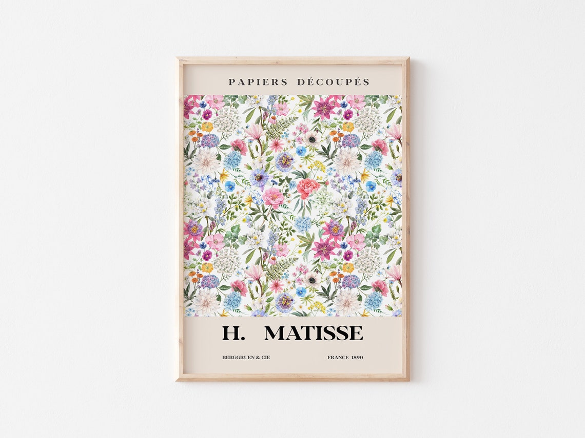 H Matisse Papiers Decoupes Pastel Ditsy Wildflower Field Poster - Image 3